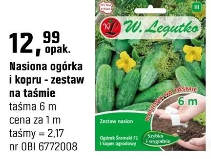 Nasiona ogórka i kopru - zestaw na taśmie promocja w OBI