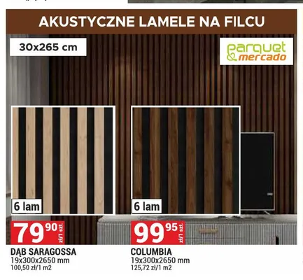 Lamele akustyczne na filcu Dąb Saragossa Parquet & Mercado promocja w Merkury Market