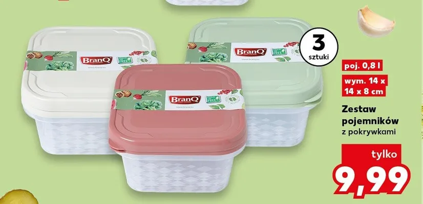 Zestaw pojemników z pokrywkami BranQ 0,8 l promocja w Kaufland