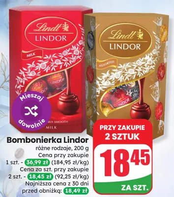 Bombonierka Lindt Lindor Milk promocja w Dino