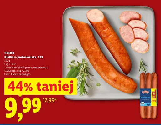 Kiełbasa podwawelska, XXL promocja w Lidl