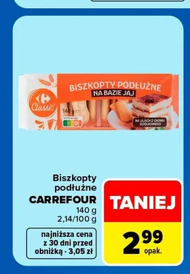 Biszkopty podłużne Carrefour Classic promocja w Carrefour