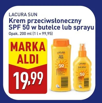 Krem przeciwsłoneczny Lacura Sun SPF 50 w sprayu promocja w Aldi