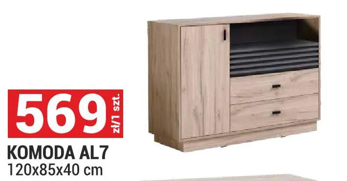 Komoda AL7 Allmo kolor dąb estana jasny/antracyt 120x85x40cm promocja w Merkury Market