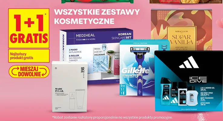 Zestawy kosmetyczne 1+1 gratis promocja w Biedronka