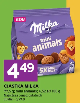 Ciastka Milka mini animals promocja w Stokrotka