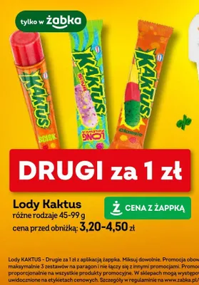 Lody Kaktus różne rodzaje promocja w Żabka