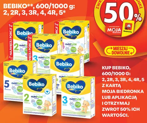 Bebiko 600/1000g: 2,2R, 3,3R, 4,4R, 5 promocja w Biedronka