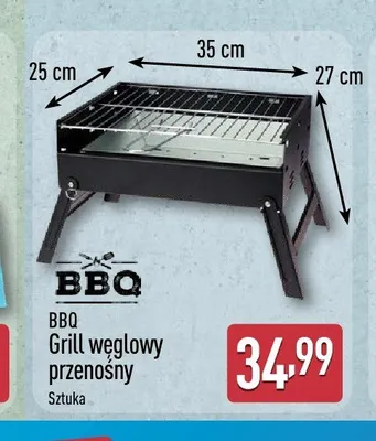 Grill węglowy przenośny BBQ 35x25x27cm promocja w Aldi