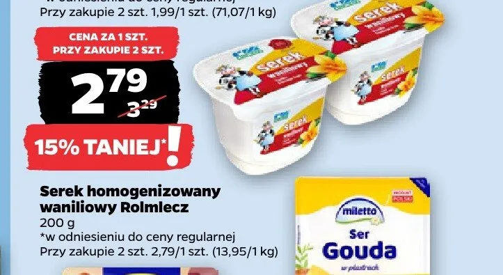 Serek homogenizowany waniliowy Rolmlecz promocja w Netto