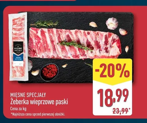 Żeberka wieprzowe paski Mięsne Specjały promocja w Aldi
