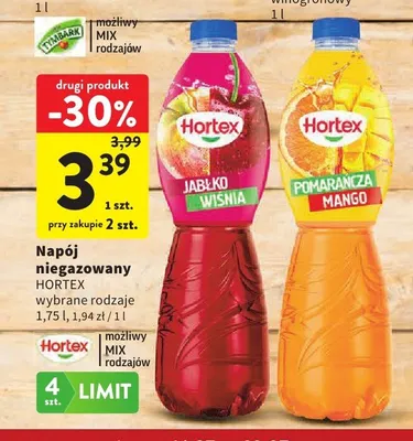 Napój niegazowany Hortex jabłko wiśnia promocja w Intermarche