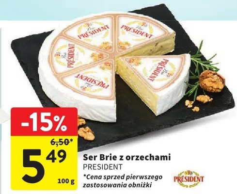 Ser Brie z orzechami promocja w Intermarche