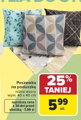 Poszewka na poduszkę wym. 40x40cm promocja w Carrefour