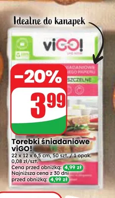 Torebki śniadaniowe ViGO! promocja w Dino