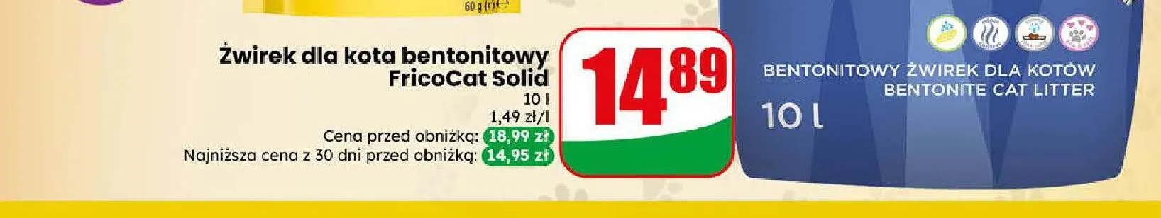 Żwirek dla kota bentonitowy FricoCat Solid promocja w Dino