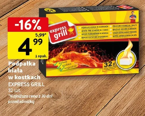 Podpałka biała w kostkach Express Grill 32szt. promocja w Intermarche