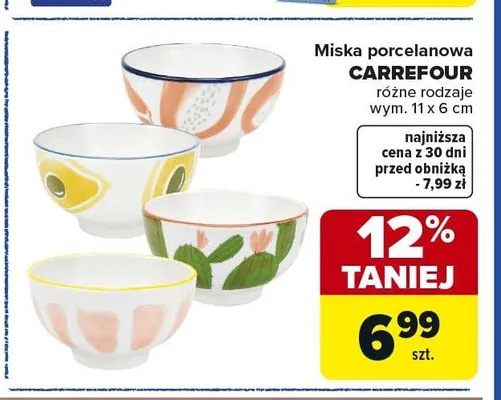 Miska porcelanowa CARREFOUR 11x6cm promocja w Carrefour Market