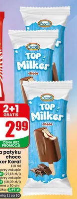 Lody na patyku choco Top Milker Koral promocja w Dino