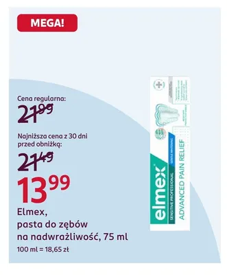 Pasta do zębów na nadwrażliwość Elmex promocja w Rossmann
