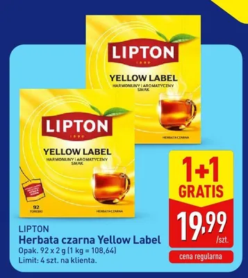 Herbata czarna Lipton Yellow Label promocja w Aldi