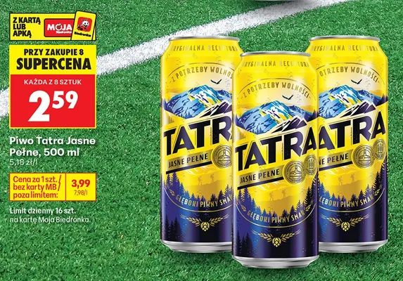 Piwo Tatra Jasne Pełne promocja w Biedronka