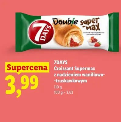 Croissant Supermax z nadzieniem waniliowo-truskawkowym 7Days promocja w Lidl