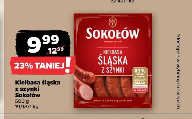 Kiełbasa śląska z szynki Sokołów promocja w Netto