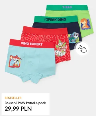 Bokserki PAW Patrol 4-pak promocja w Sinsay