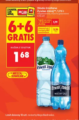 Woda źródlana gazowana mocno Żywiec Zdrój 1,75 l promocja w Biedronka