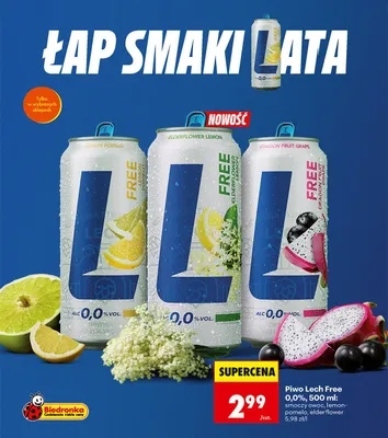 Piwo bezalkoholowe Lech Free Elderflower Lemon promocja w Biedronka