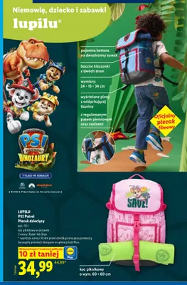 Zestaw plecak dziecięcy Lupilu Psi Patrol Skye + koc piknikowy promocja w Lidl