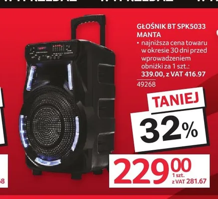 Głośnik bezprzewodowy Bluetooth Manta SPK5033 promocja w Selgros