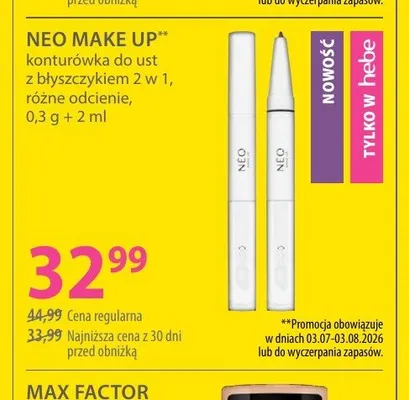 Konturówka do ust z błyszczykiem 2 w 1 Neo Make Up promocja w Hebe