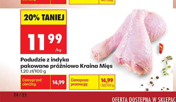 Podudzie z indyka pakowane próżniowo Kraina Mięs promocja w Biedronka