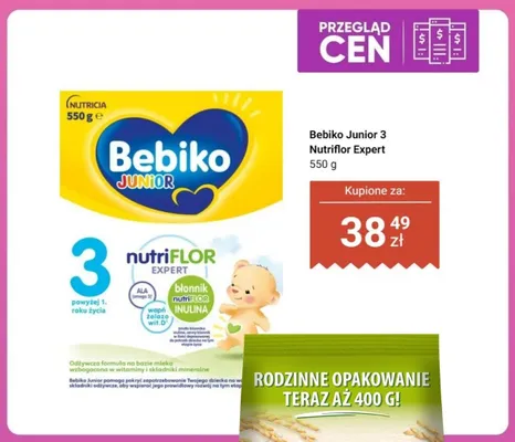 Mleko modyfikowane Bebiko Junior 3 Nutriflor Expert promocja w Dino