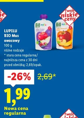 Mus owocowy BIO Lupilu promocja w Lidl