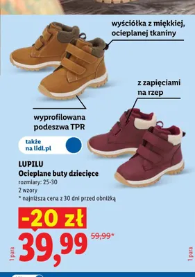 Ocieplane buty dziecięce Lupilu promocja w Lidl