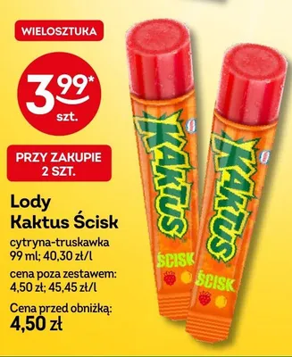 Lody Kaktus Ścisk cytryna-truskawka promocja w Żabka