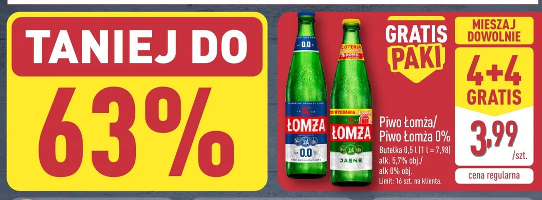 Piwo bezalkoholowe Łomża promocja w Aldi