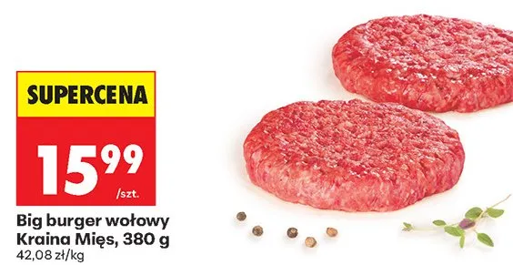 Big burger wołowy Kraina Mięs promocja w Biedronka