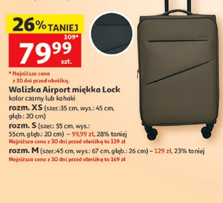 Walizka Airport miękka Lock rozm. XS promocja w Auchan