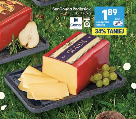 Ser gouda Podlasiak Gomar promocja w Delikatesy Centrum