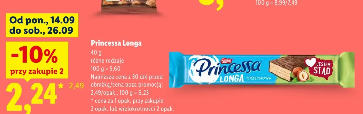 Wafel Princessa Longa Orzechowa promocja w Lidl
