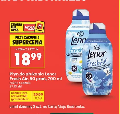 Płyn do płukania Lenor Fresh Air 50 prań promocja w Biedronka