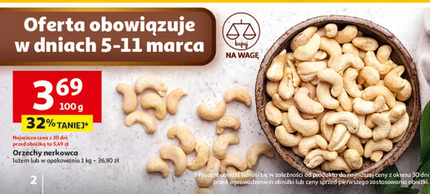 Orzechy nerkowca luzem lub w opakowaniu 1 kg promocja w Auchan