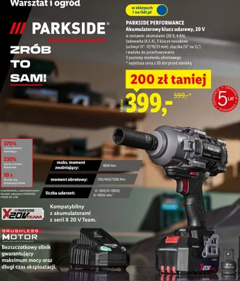 Akumulatorowy klucz udarowy 20V promocja w Lidl
