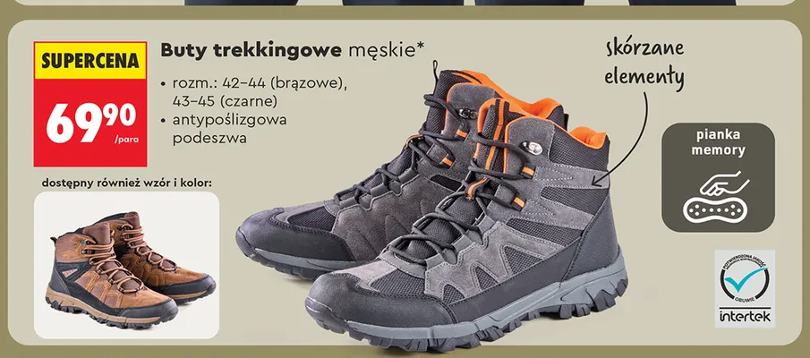 Buty trekkingowe męskie czarne promocja w Biedronka
