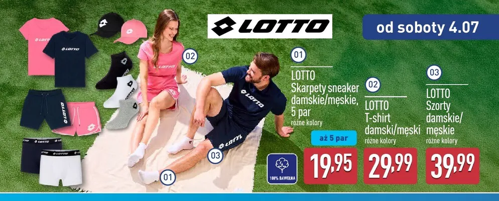 Szorty damskie męskie LOTTO promocja w Aldi