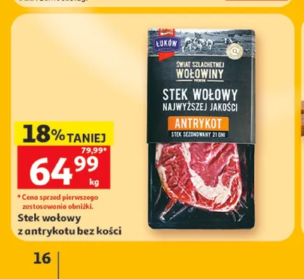 Stek wołowy z antrykotu bez kości Łuków promocja w Auchan